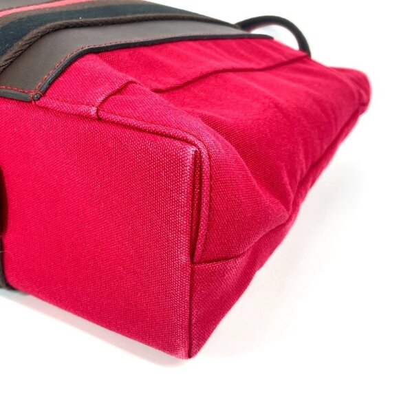 HERMES Toroca Horizontal MM Bag Tote Bag Shoulder Bag Canvas Red/Black - Picture 2 of 11